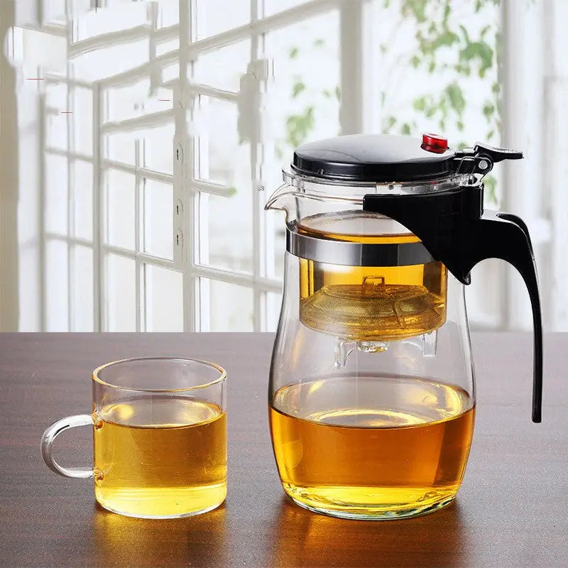 Théière En Verre Borosilicate Avec Infuseur - 1,5 L, Verre épais 3 Mm - Pour Thé En Vrac, Chaude Ou Froide (couvercle Bambou)