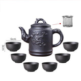 Théière terre yixing grande capacité noir ensemble avec 6 tasses