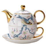 Théière en porcelaine japonaise bleu or fleuri