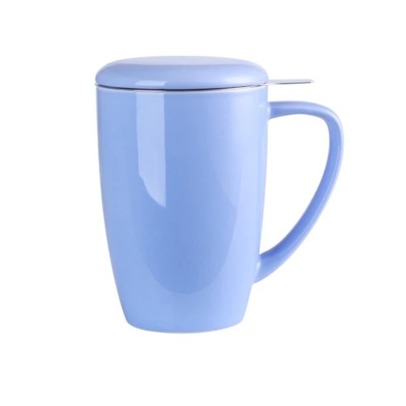 Tasse à thé de 250 ml en porcelaine blanche avec infuseur et couvercle