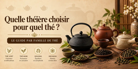 Quelle théière choisir pour quel thé : théière en fonte, théière en argile et théière en grès avec thés vert, noir et oolong