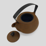 Bouilloire en fonte japonaise Itchu-Do marron, vue de dessus