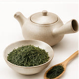Théière kyusu et feuilles de thé vert sencha Kyoto Ujitawara