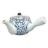 Théière Blanche aux Fougères Bleues 420 ml, vue 1 : bec à gauche, décor de fougères bleues