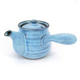 Théière kyusu japonaise en céramique bleu ciel avec poignée latérale et filtre intégré, 500 ml