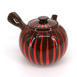 Théière Kyusu Tokoname filtre amovible, intérieur émaillé bicolore rouge Akai Sen, vue 2