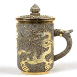 Tasse à thé chinoise avec couvercle dragon doré