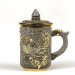 Tasse à thé chinoise avec couvercle dragon doré