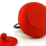 Dessous de petite théière verte japonaise en fonte Iwachu arare rouge 300 ml