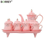 Service à thé en porcelaine rose