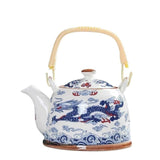 Théière en céramique bleue dragon