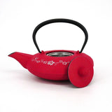 Théière japonaise en fonte Iwachu wa sakura 0.55 l rouge ouverte